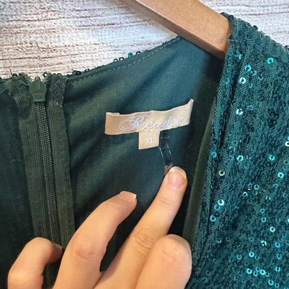 XL Baltic Born emerald green sequin mini wrap dress in Women's New without tags - Picture 9 of 10